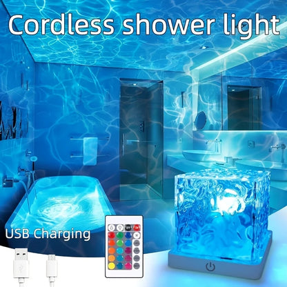 Rechargeable Shower Lamp with 16-Color Wave Projector