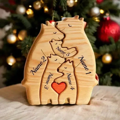 Art Wooden Bear Family Puzzle Personalized Name Custom