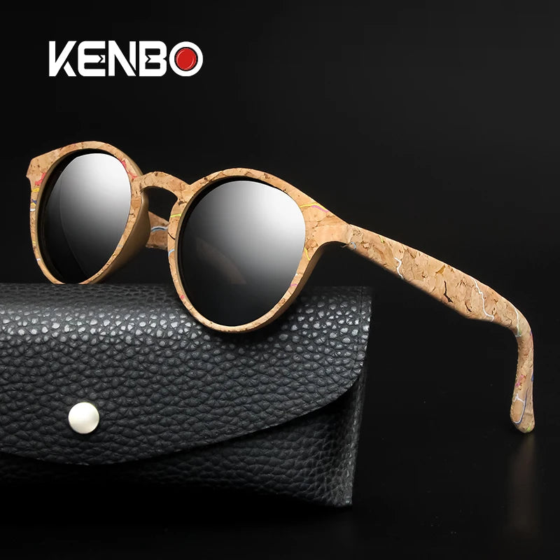 Kenbo Fashion Wood Grain Round Polarized Sunglasses