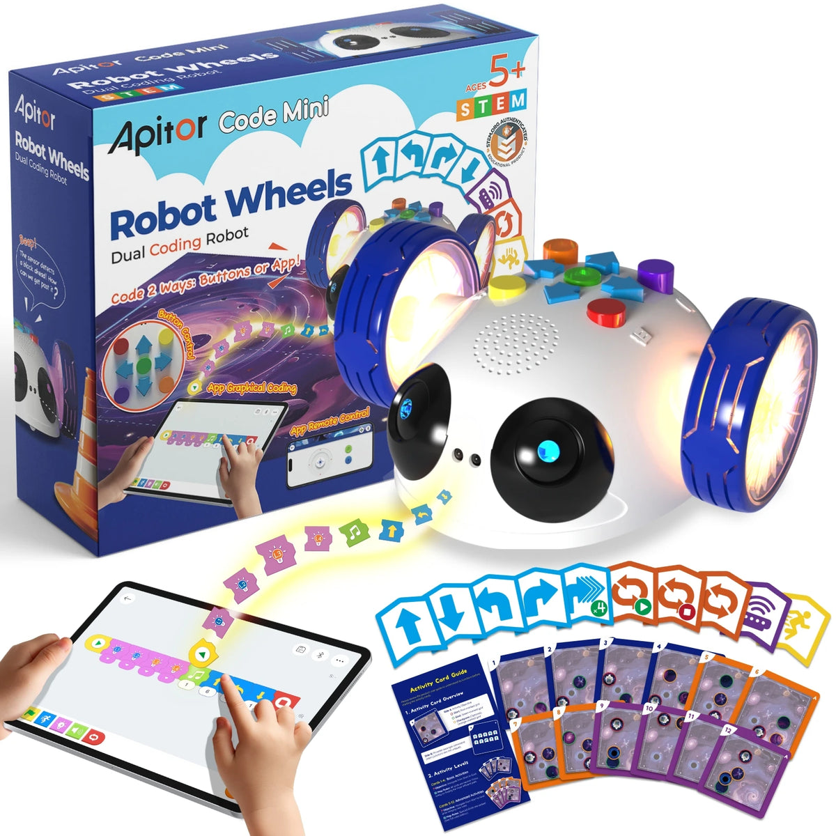 Apitor Mini Robot Wheels Coding Robot Toys Screen