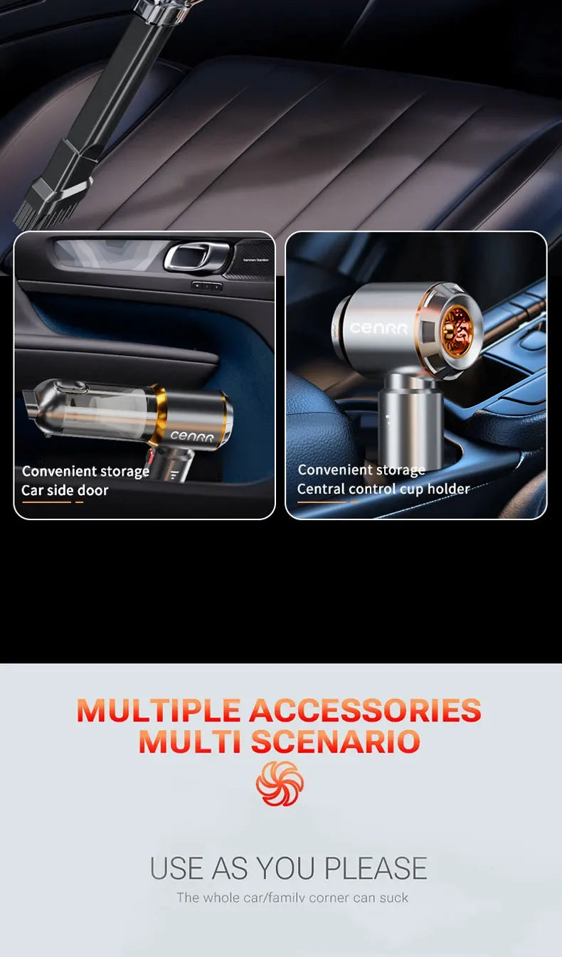 CENRR Portable Wireless Car Vacuum Cleaner Mini Powerful