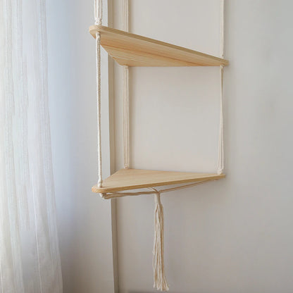 Floating Wall Shelf Wood Triangle Corner Display Stand