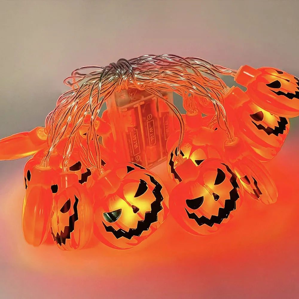 Halloween Decoration LED String Lights,Pumpkin Ghost Spider Web Hanging Lamp