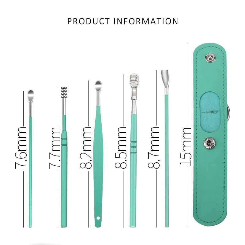 Stainless Steel Ear Cleaner Portable Ear Spoons Spiral