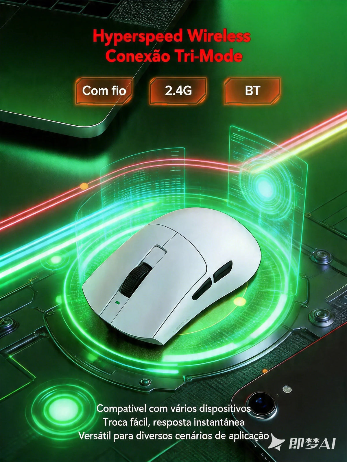 Tri-Mode Gaming Wireless Bluetooth Wired Mouse