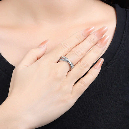 925 Sterling Silver Three-Ring Stackable Ring for Women