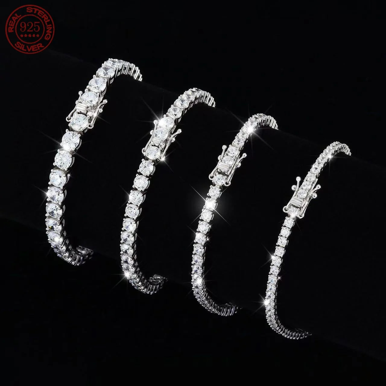 100% Real Moissanite Tennis Bracelet 925 Sterling Silver Plated