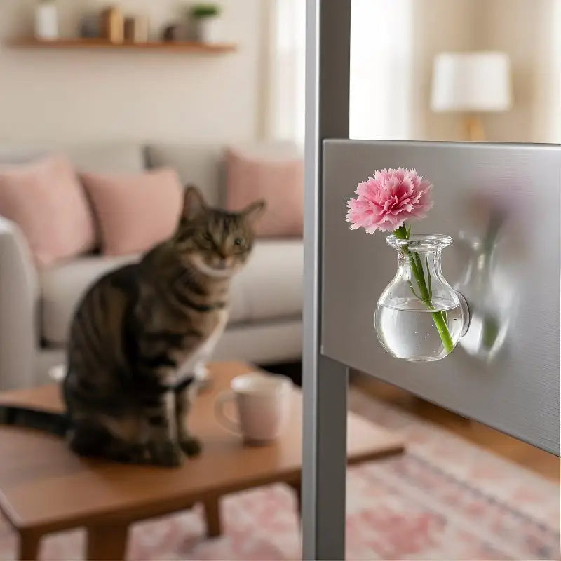 Magnetic Glass Vase Set - Mini Plant Pot Magnets for Refrigerator