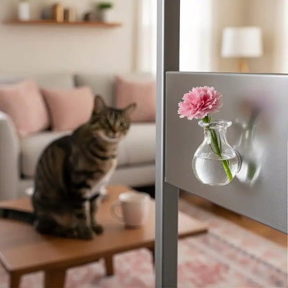 Magnetic Glass Vase Set - Mini Plant Pot Magnets for Refrigerator