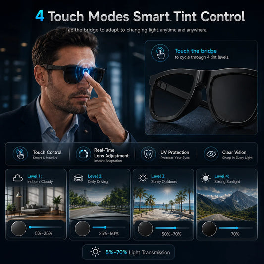 New Touch-Color Change Smart Audio Glasses Men AI Video