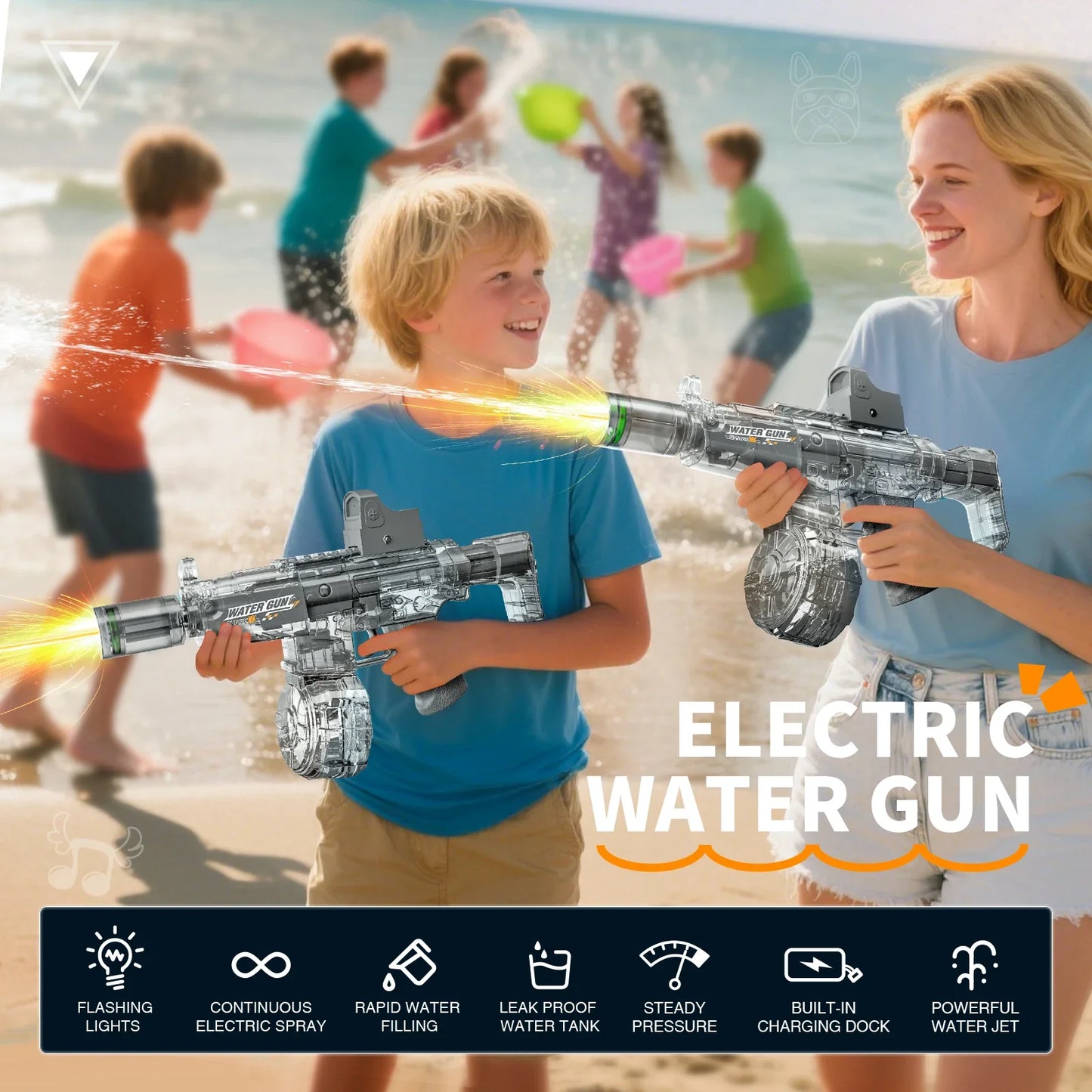 Simulated Firing and Recoil Electric Water Gun Toys Children