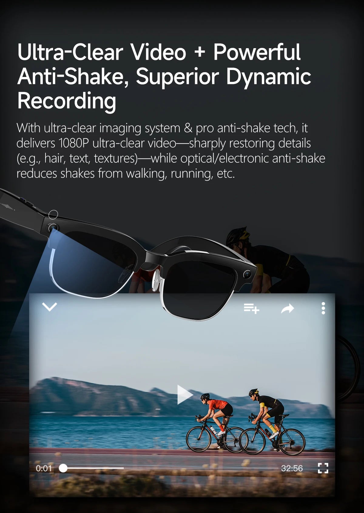 New 800W Pixel 4K HD Camera Smart Glasses AI Translation