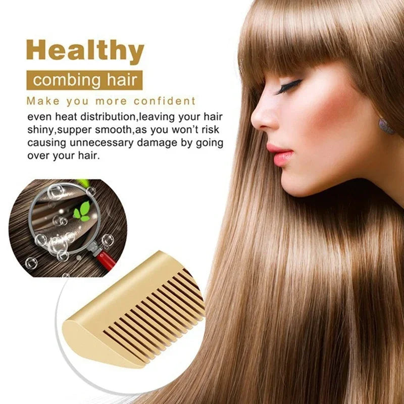 2 in 1 Electric Hot Heating Comb Hair Straightener Curler