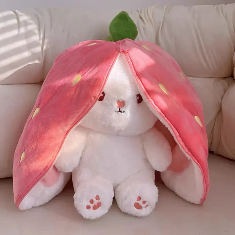25cm Cute Strawberry Carrot Rabbit Plush Toy Stuffed Creative