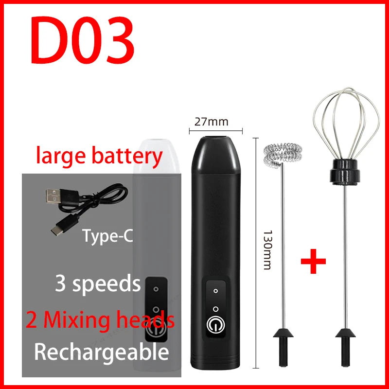 HOT  Electric Milk Frother + Egg Beater Wireless Type-C Charging