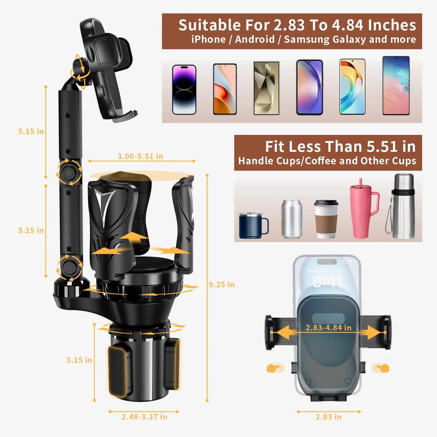 Car Phone Holders Adjustable Car Cup Holder Expander