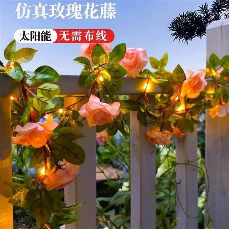 Solar Powered Sunflower Rose String Lights Artificial
