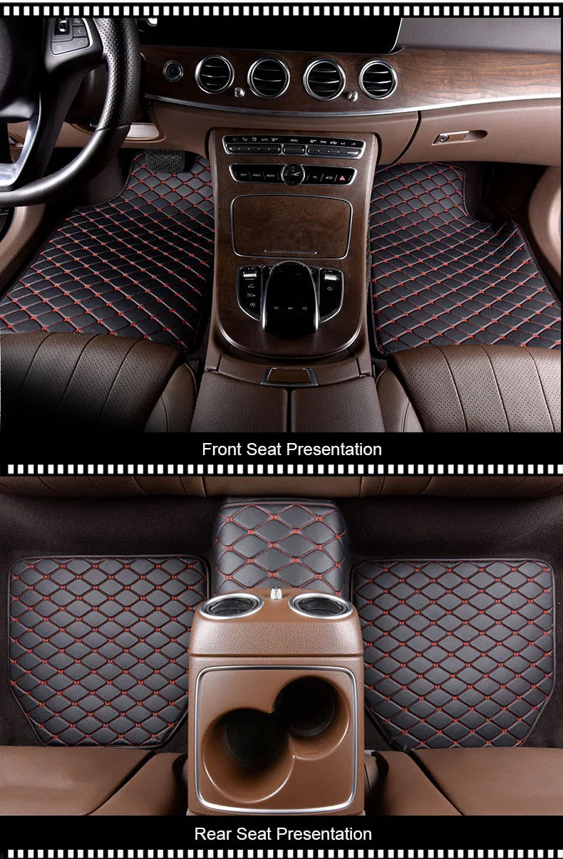 Universal 5Pcs Car Floor Mats PU Leather Waterproof Dust-Proof