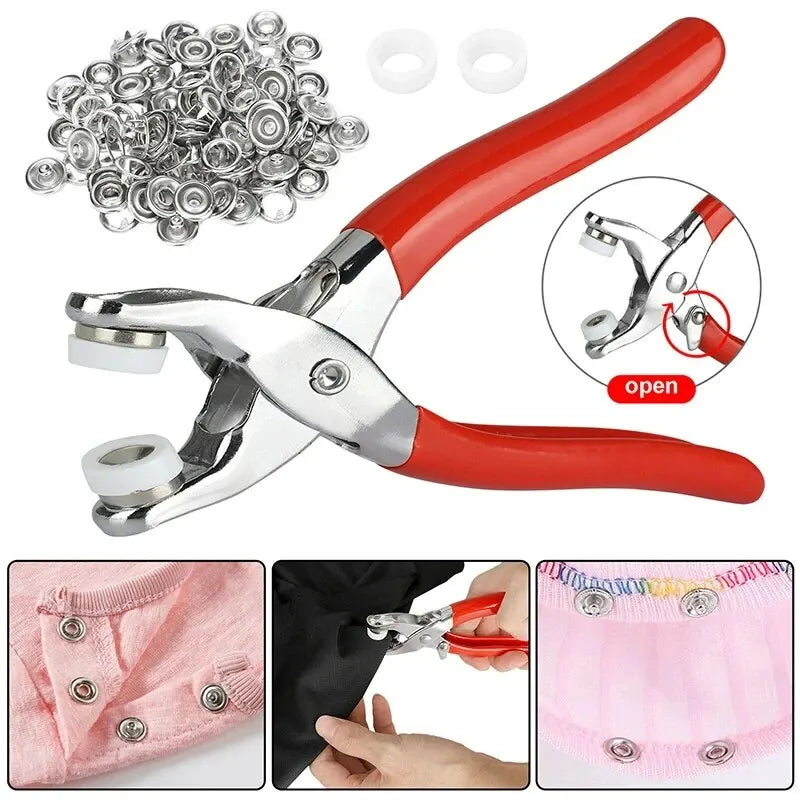 Prong Rings 9.5mm Buckle Buttons Metal Color Pliers Snap
