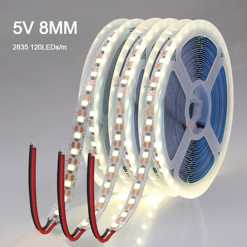 3MM 5MM 8MM Width DC 5V LED Strip 2835 120LEDs