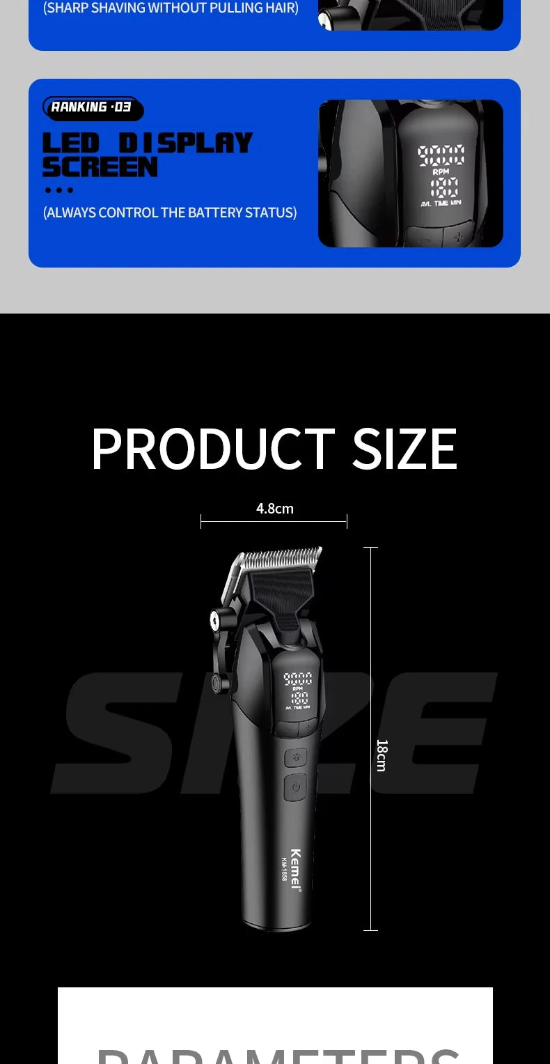 Kemei KM-1858 10W Barber Professional Electric Hair Clipper