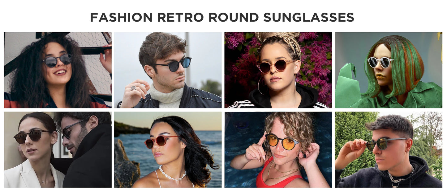 Retro Circular Polarized Sunglasses Vintage