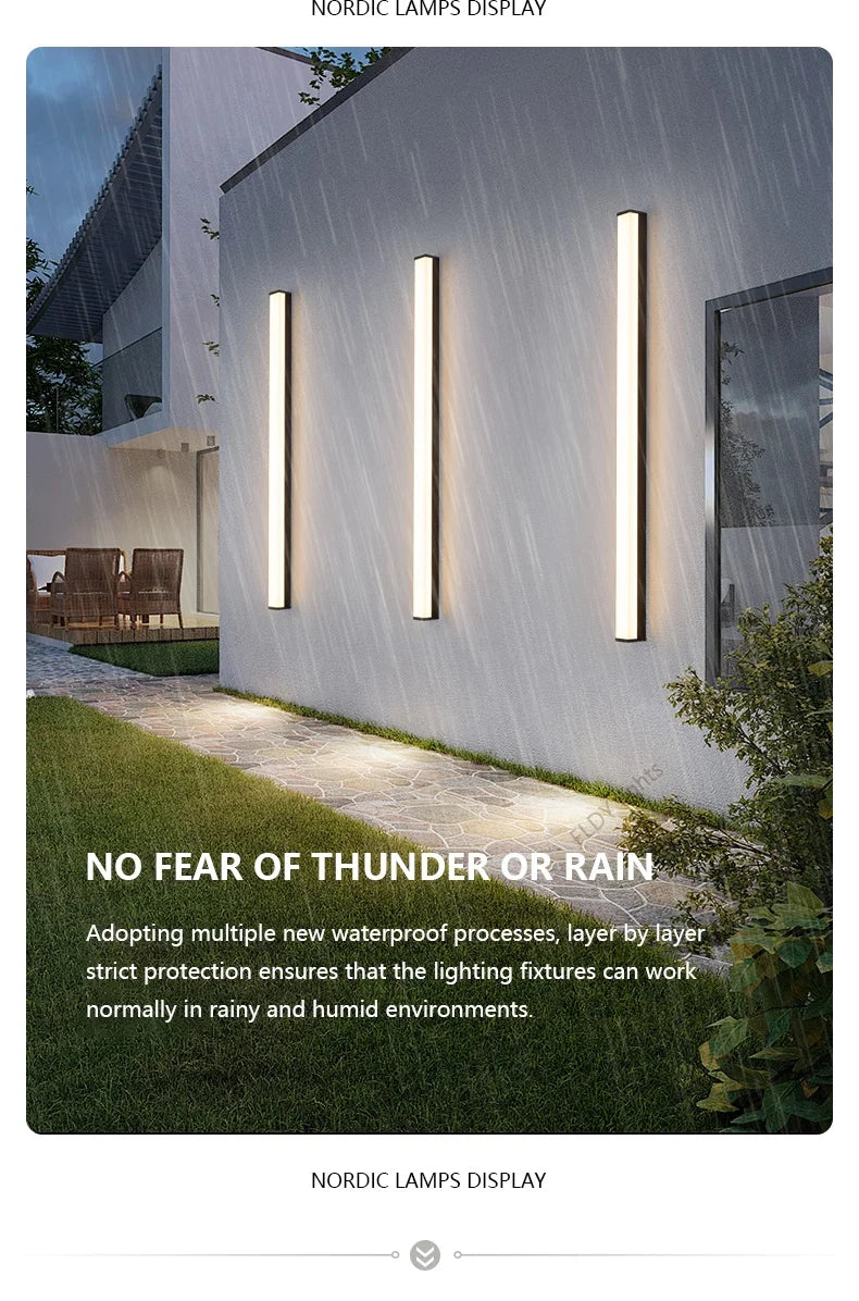 Modern Waterproof Outdoor Long Strip LED Wall Light