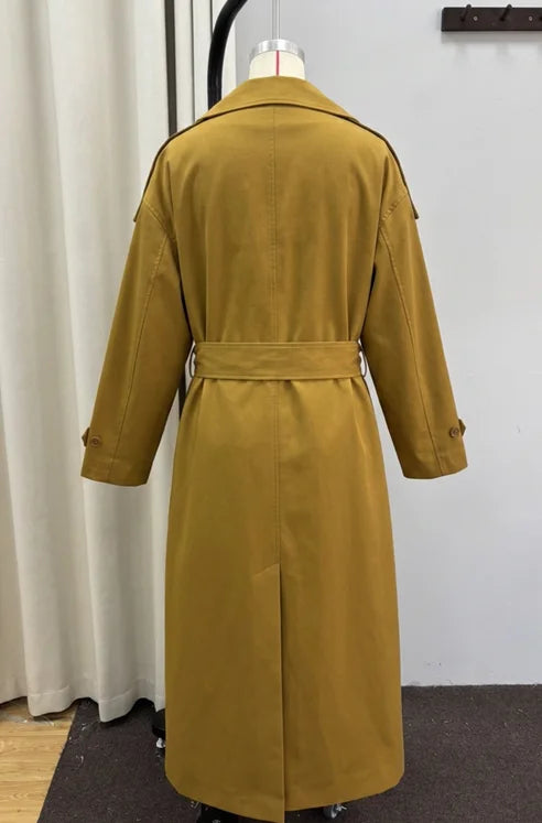 Casual Solid Long Trench Coat Women Stand Collar