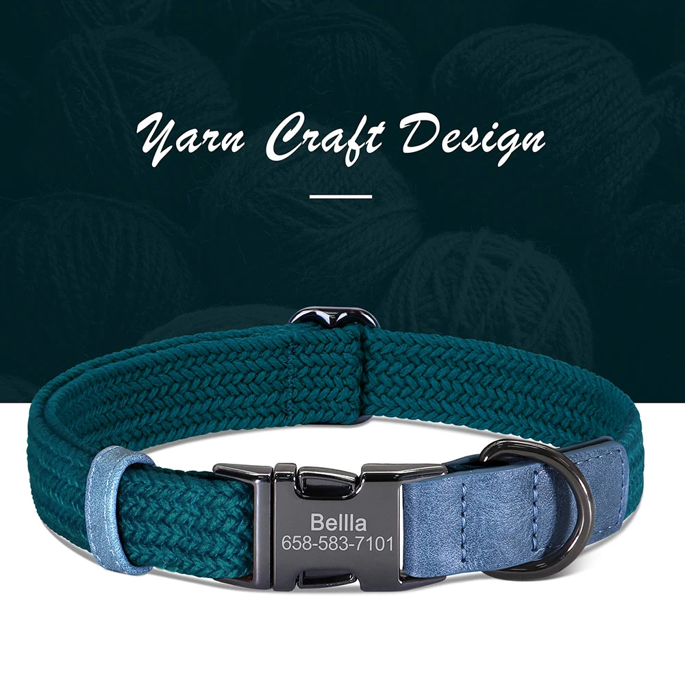 Custom Dog Collar Durable Nylon Free Engraved Pet Name