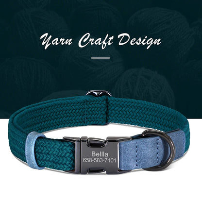 Custom Dog Collar Durable Nylon Free Engraved Pet Name