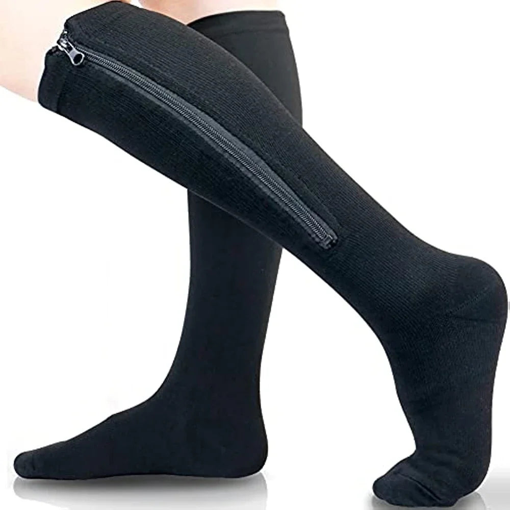 1 Pair Zipper Compression Socks Women Men Pain Relief