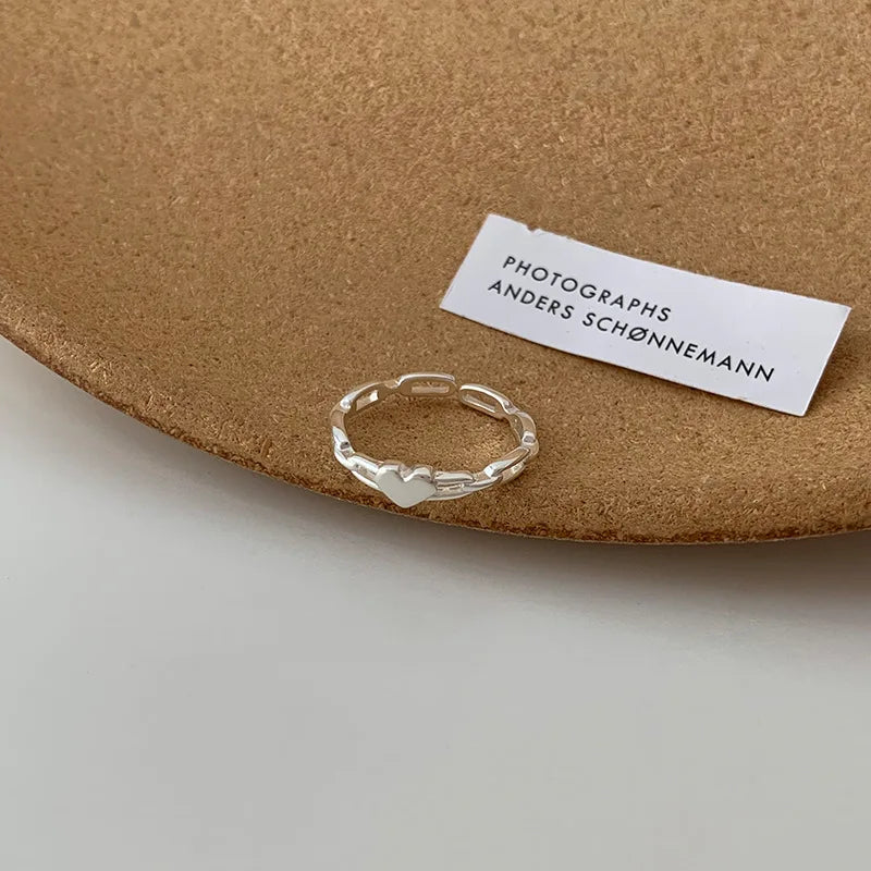 VENTFILLE 925 Sterling Silver Finger Rings Hollow Chain