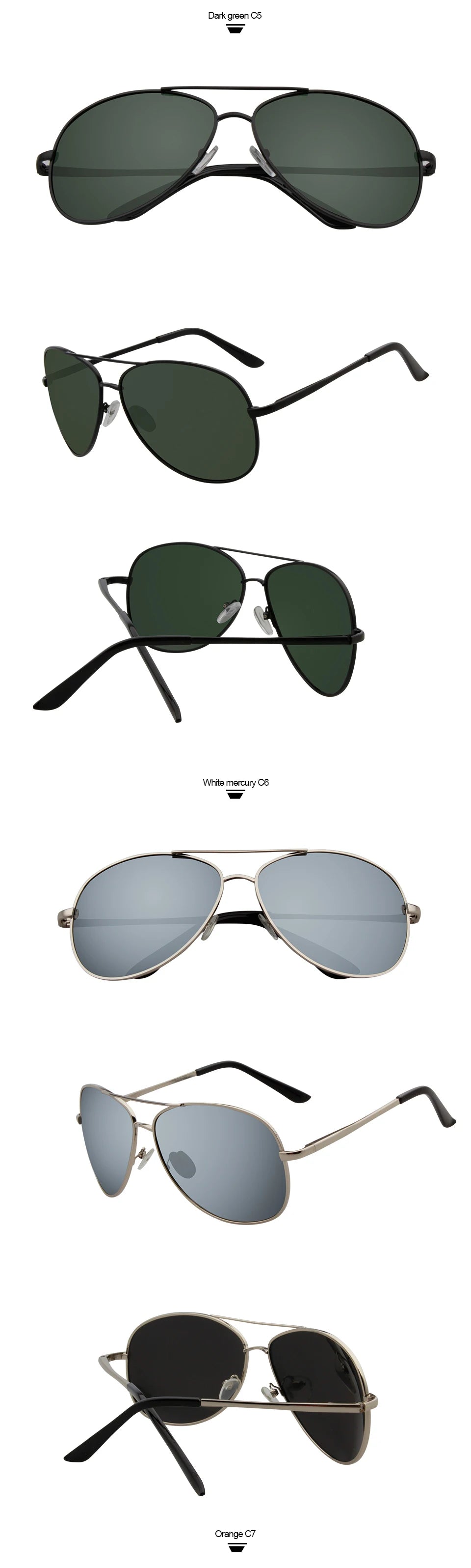 Classic Pilot Sunglasses Men Polarized Driving Sun Glasses