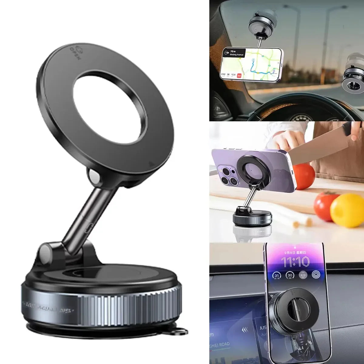 Car Mount Electric Vacuum Magnetic Holder Foldable Suction Stand