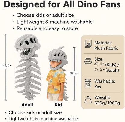 Dinosaur Skeleton Hat Funny Soft Dinosaur Skeleton