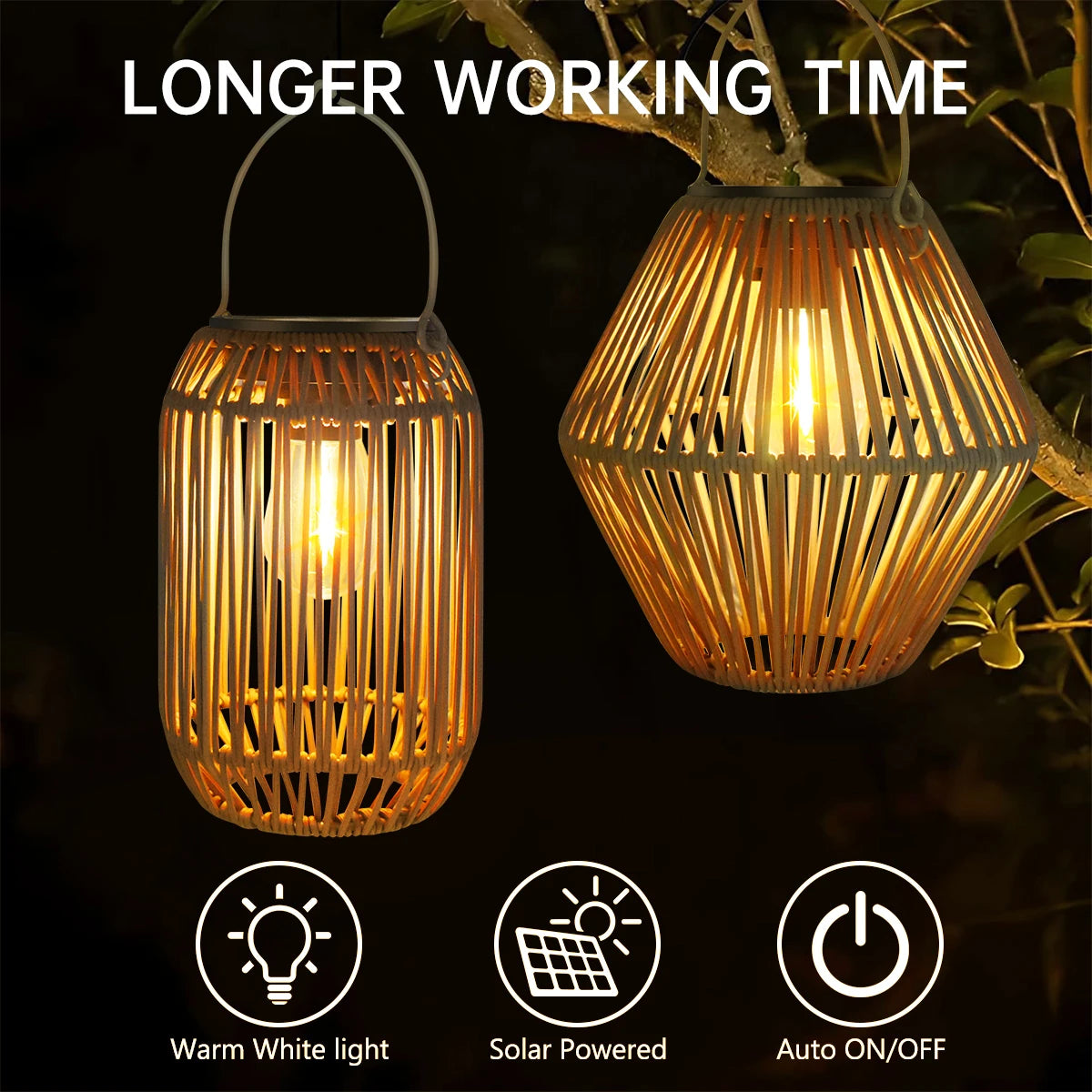Solar Lantern Hanging Woven Lantern Boho Lamp Lights