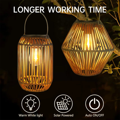 Solar Lantern Hanging Woven Lantern Boho Lamp Lights