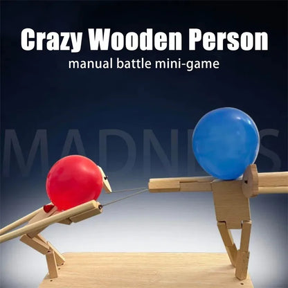 Balloon Bamboo Man Battle Handmade Wooden Fencing Puppet