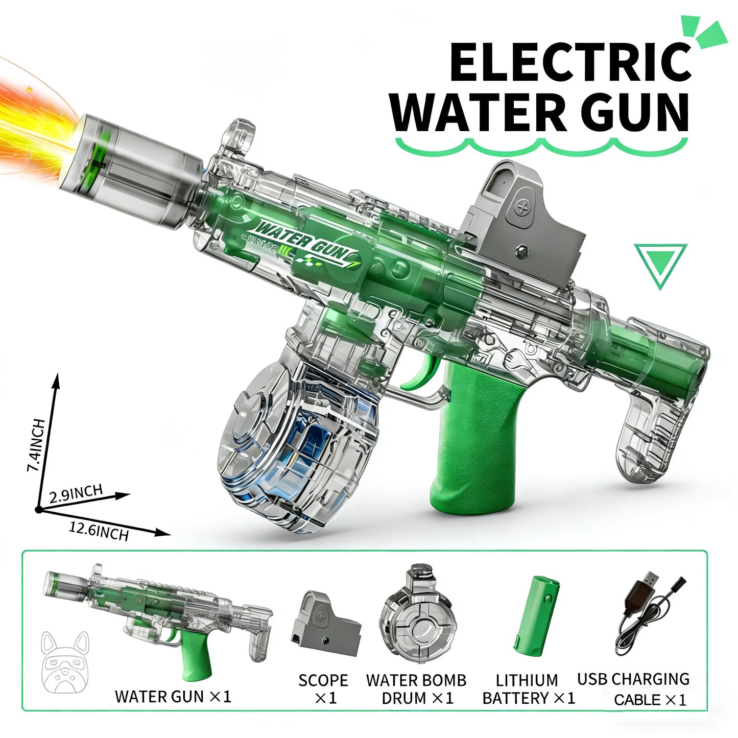 Simulated Firing and Recoil Electric Water Gun Toys Children