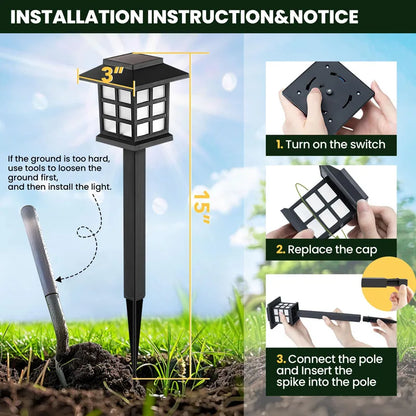 8 Pack Solar Pathway Garden Lights Outdoor Solar Lawn Lamp