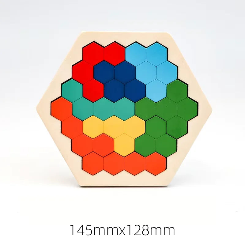 1 Set Wooden Blocks Puzzle Brain Teasers Toy Tangram