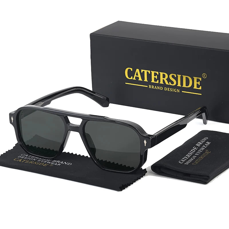 CATERSIDE Vintage Punk Sunglasses Men Flat Top