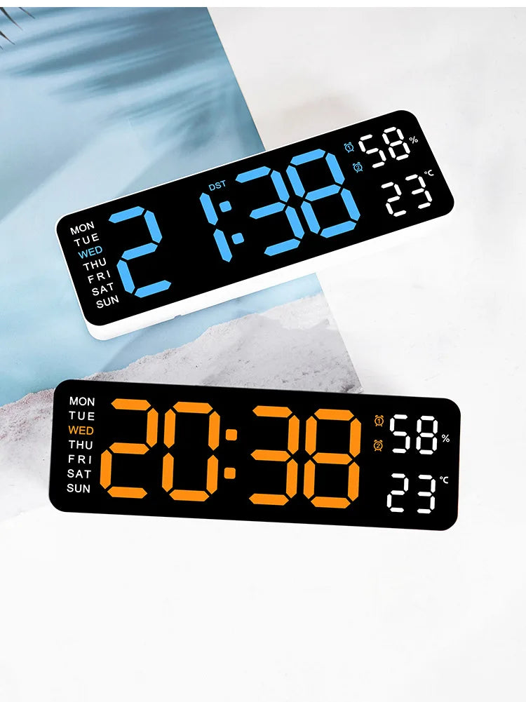 Large Digital Wall Clock Temperature and Humidity