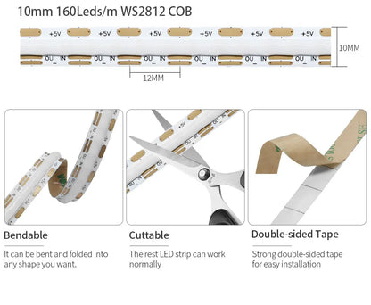 WS2812B COB LED Strip Individually Addressable Smart RGB