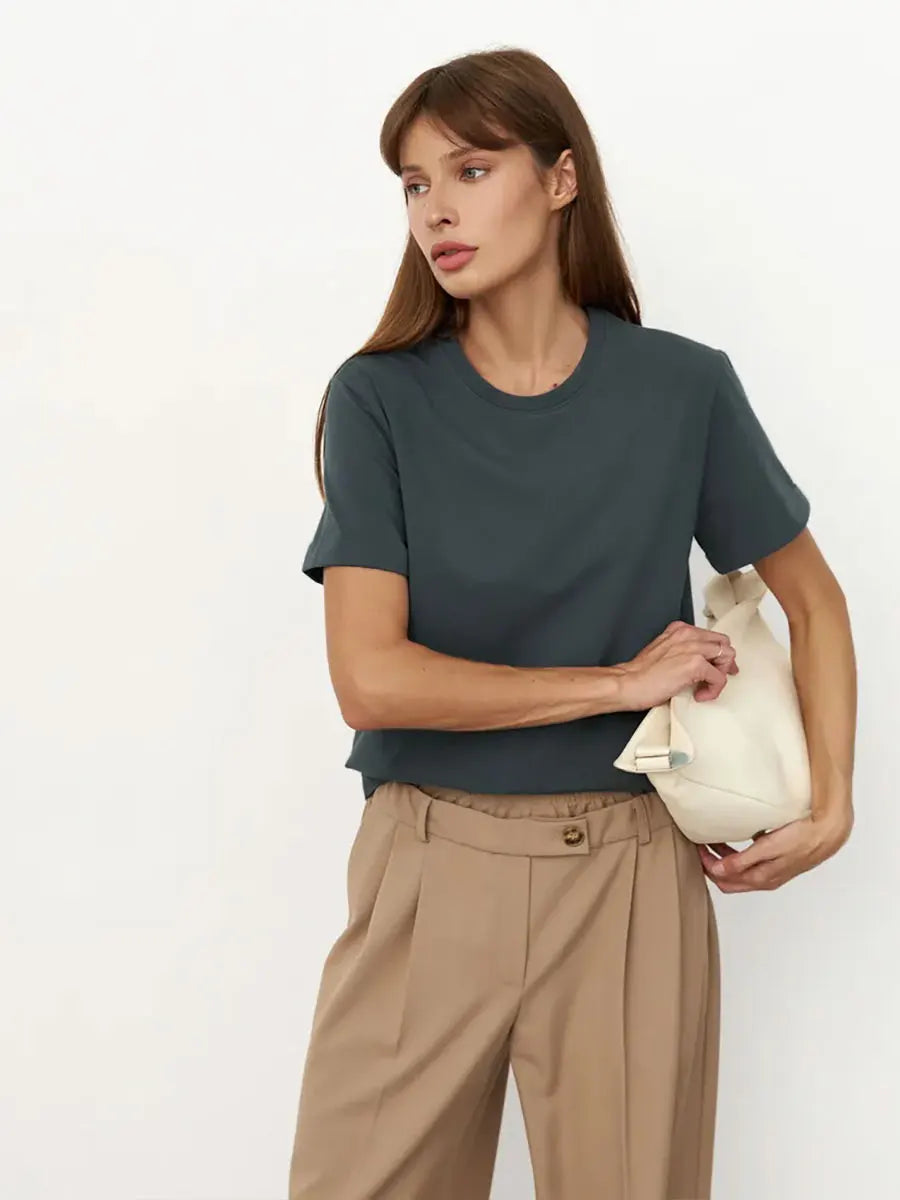 Bornladies Summer 100% Cotton Women's T-shirt Bottoming Tops