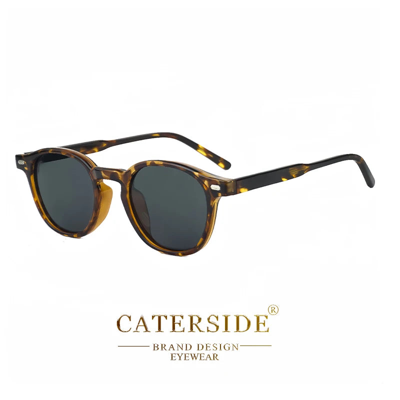 Caterside Polarized Round Sunglasses Men TR Frame