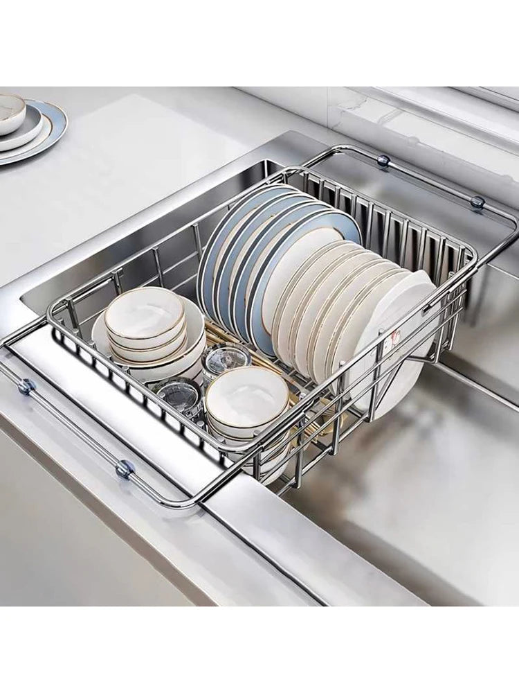 Stainless Steel Telescopic Sink Drain Rack Non-Slip Dish