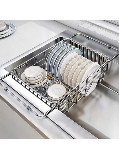 Stainless Steel Telescopic Sink Drain Rack Non-Slip Dish