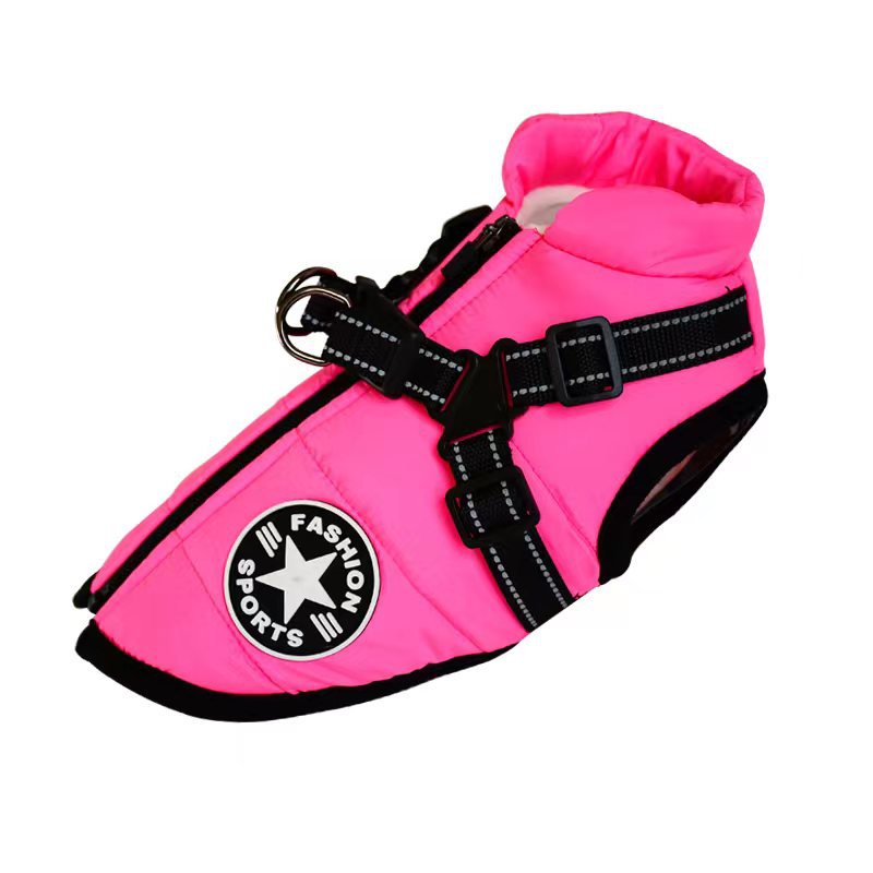 Waterproof Dog Clothes Winter Dog Coat With Harness Warm Pet Clothing