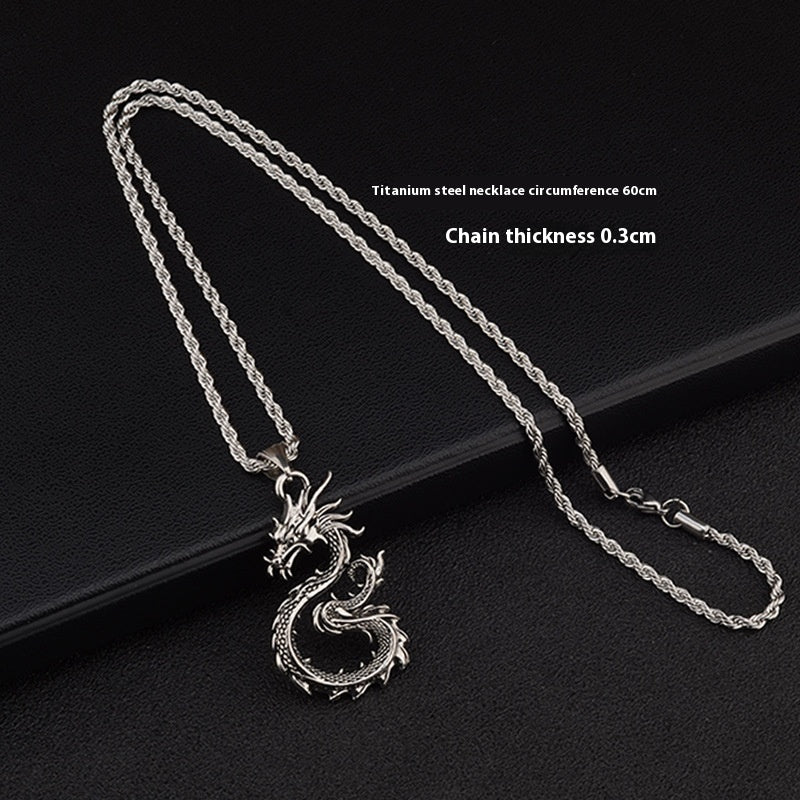 Fashion Jewelry Dragon Sword Pendant Necklace Paved